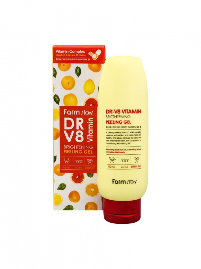 Отшелушивающий гель с комплексом витаминов FarmStay Dr-V8 Vitamin Brightening Peeling Gel