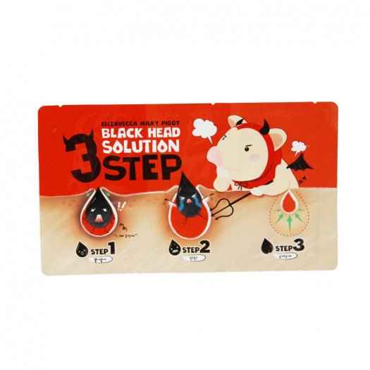 Патчи для удаления черных точек Elizavecca Black Head Solution 3 Step Nose Strip