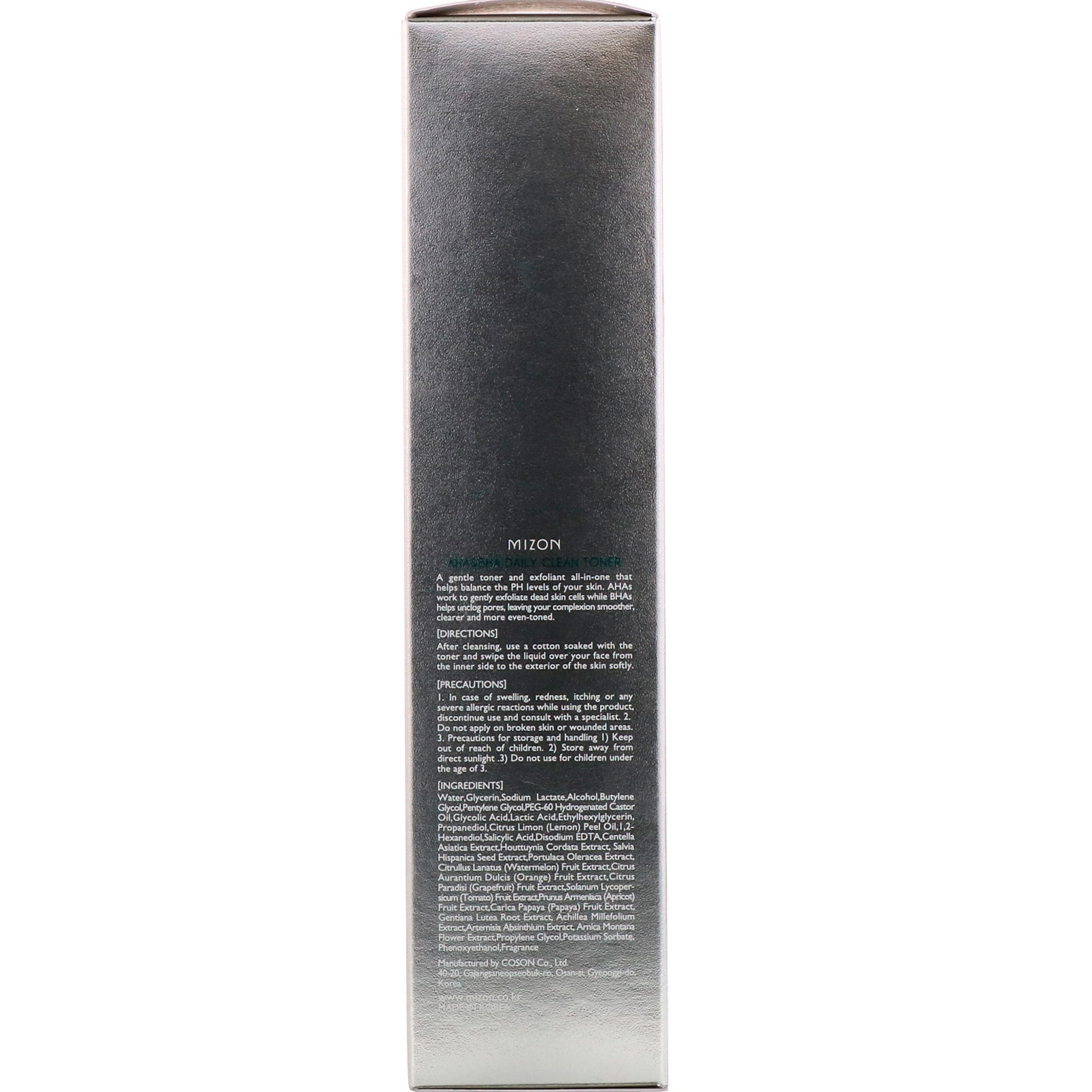 Тонер для лица Mizon AHA & BHA Daily Clean Toner 