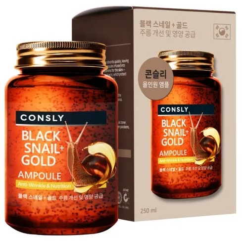 Многофункциональная сыворотка с муцином улитки Consly Black Snail & 24K Gold All-in-One Ampoule