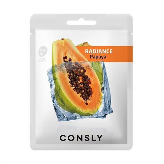 Тканевая маска выравнивающая тон кожи с экстрактом папайи Consly Papaya Radiance Mask Pack