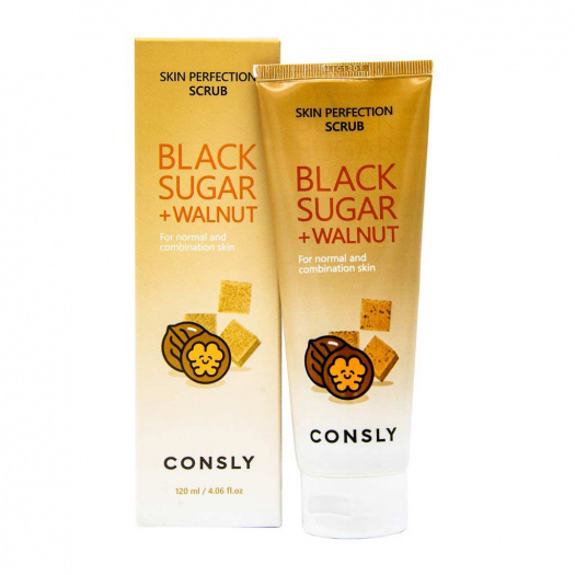 Скраб для лица с черным сахаром и грецким орехом Consly Black Sugar & Walnut Skin Perfection Scrub