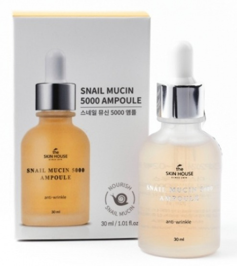 Омолаживающая сыворотка с муцином улитки и коллагеном The Skin House Snail Mucin 5000 Ampoule