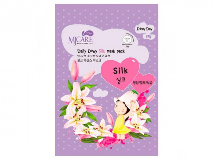 Маска тканевая для лица с аминокислотами шелка Mijin Care Daily Dewy Silk Mask Pack