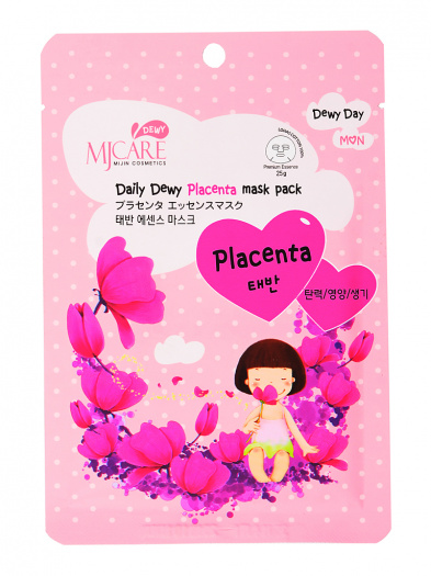 Маска тканевая для лица с плацентой Mijin Care Daily Dewy Placenta Mask Pack 