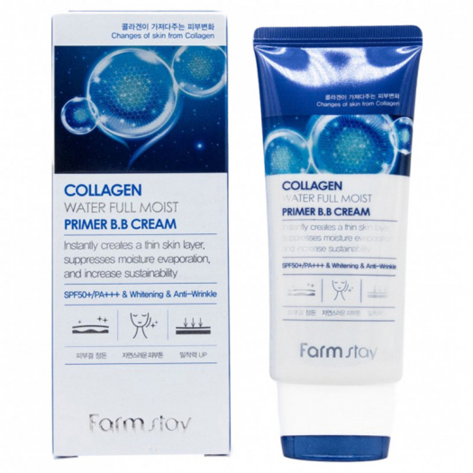 FarmStay Co ВВ-крем с коллагеном улажняющий Collagen Water Full Moist Primer B.B Cream SPF50/PA++50g