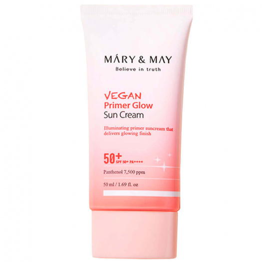 Крем-праймер cолнцезащитный | Mary & May Vegan Primer Glow Sun Cream SPF50+ PA++++ 50ml