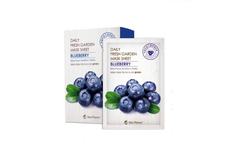 Маска для лица тканевая черника Mijin Skin Planet Daily Fresh Garden Mask Sheet Blueberry